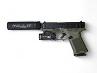 Hunters Package!! Custom Glock 43X mit B&T Impuls Mini + TLR-7X Sub + Gewindelauf & SCT Manufacturing Griffstück Kal. 9mm Luger