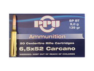 PPU 6,5 x 52 Carcano SP BT 9g/139grs. 20 Stk.